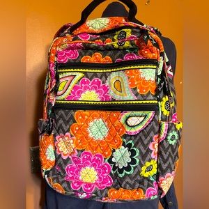 Vera Bradley Ziggy zinnia Large Campus Backpack Quilted Floral Backpack